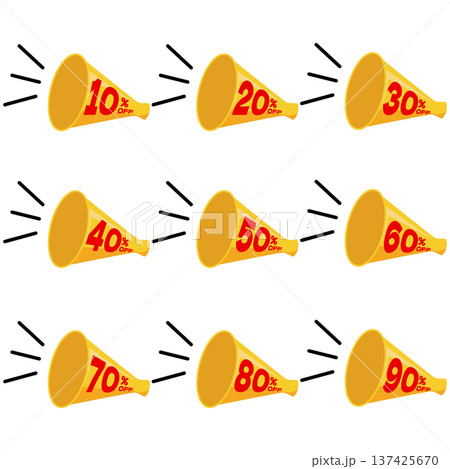 10％割引セール　シンプルな拡声器のアイコン 137425670