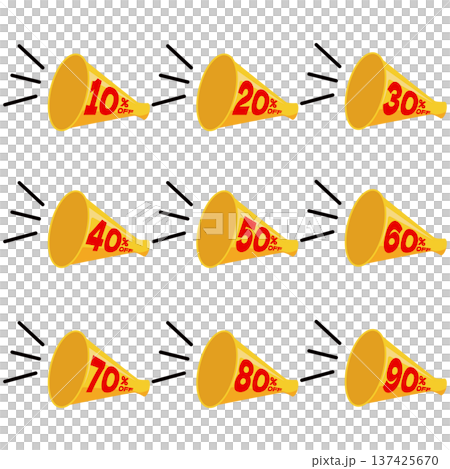 10％割引セール　シンプルな拡声器のアイコン 137425670