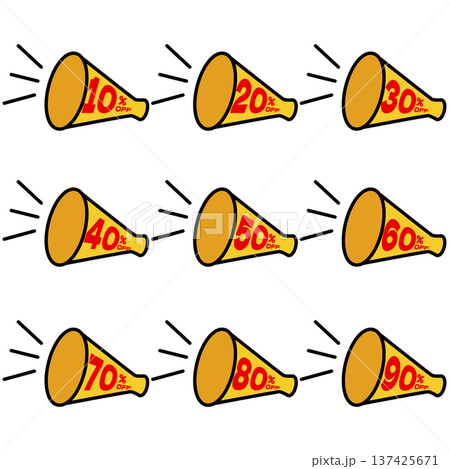 10％割引セール　シンプルな拡声器のアイコン 137425671
