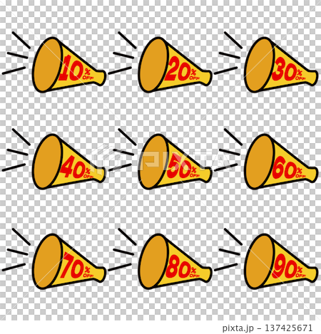 10％割引セール　シンプルな拡声器のアイコン 137425671