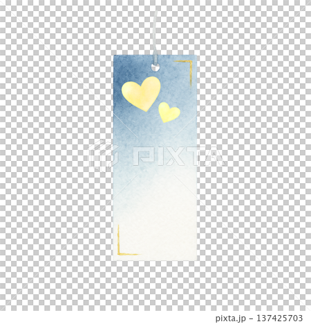 水彩の短冊タグ素材 七夕やメッセージカードに使えるシンプルな短冊イラストセット 137425703