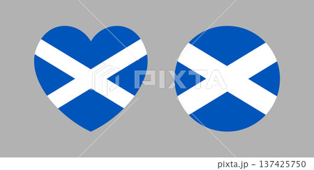Scotland round, heart flag stickers. Set of Scottish circle, heart symbols, badges. Flag button, banner, icon, background. Scotland round, heart flag stickers. Set of Scottish circle, heart symbols, badges. Flag button, banner, icon, background. 137425750