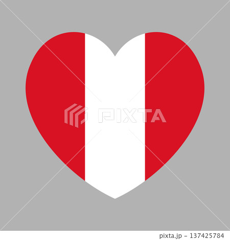 Civil flag of Peru icon in heart shape. Peru flag heart shaped ensign badge. Flag of Peru flat backdrop, sticker. Flag button, banner. Civil flag of Peru icon in heart shape. Peru flag heart shaped ensign badge. Flag of Peru flat backdrop, sticker. Flag button, banner. 137425784