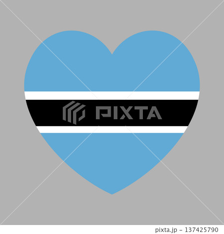 Botswana flag heart icon. Official colors and proportions. National Flag of Botswana heart shaped badge. 137425790