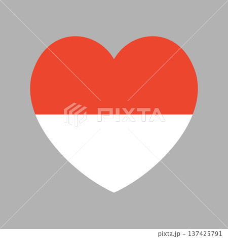 National flag of Indonesia heart badge. Heart shaped button, icon Indonesian flag. National flag of Indonesia heart badge. Heart shaped button, icon Indonesian flag. 137425791