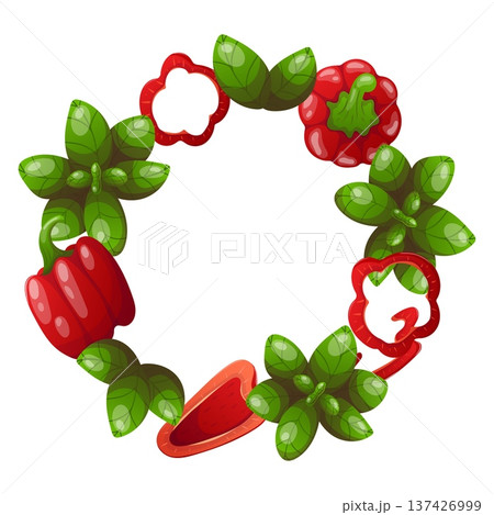 Red bell pepper wreath frame 137426999
