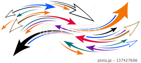 Swirling Arrows in Multiple Colors Showing Flow and Direction Swirling Arrows in Multiple Colors Showing Flow and Direction 137427686