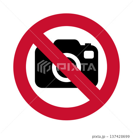 撮影禁止マーク カメラ禁止サイン 写真撮影禁止 ピクトグラム ベクターイラスト 137428699