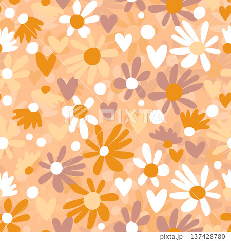 Seamless floral pattern based on traditional folk art ornaments. Colorful flowers on color background. Scandinavian style. Sweden nordic style. Vector illustration. Simple minimalistic pattern Seamless floral pattern based on traditional folk art ornaments. Colorful flowers on color background. Scandinavian style. Sweden nordic style. Vector illustration. Simple minimalistic pattern 137428780