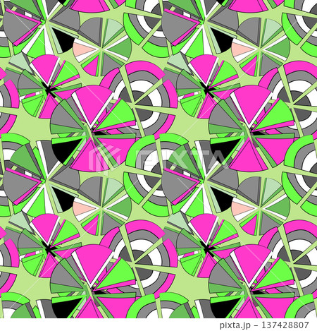 Seamless pattern with geometric aboriginal ornament. Ethnic tribal rounded color background. Afican, australian motiph. Dots painting. Vector illustration, template design for cloth, card, fabric 137428807