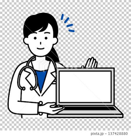 Female doctor showing laptop screen 137428880