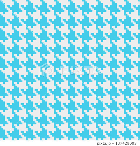 Geometric blue and white seamless pattern with pied-de-poule ornament. Monochrome graphic repeating design. Modern minimalist stylish squared background. Vector chequered motif for fabric, textile 137429005