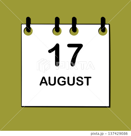 August 17. Daily Calendar icon for design. Simple design for business brochure, flyer, print media, advertisement. Easily editable 137429086