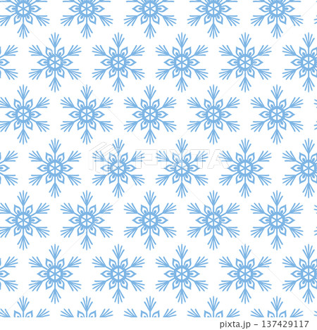 Winter seamless pattern with snowflakes, holiday background. Vector illustration for fabric, textile wallpaper, posters, gift wrapping paper. Christmas vector illustration. Falling snow 137429117