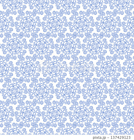 Winter seamless pattern with snowflakes, holiday background. Vector illustration for fabric, textile wallpaper, posters, gift wrapping paper. Christmas vector illustration. Falling snow 137429123