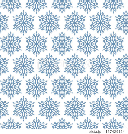 Winter seamless pattern with snowflakes, holiday background. Vector illustration for fabric, textile wallpaper, posters, gift wrapping paper. Christmas vector illustration. Falling snow 137429124