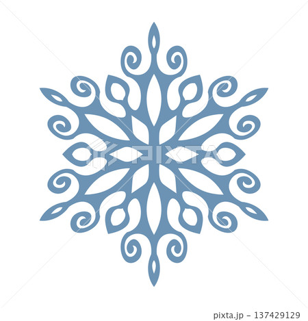 Blue template snowflake with shadow. Isolated snowflakes icon, round mandala. Winter Holiday cartoon flat illustration. Merry Christmas and New year Vector. Hand draw style Blue template snowflake with shadow. Isolated snowflakes icon, round mandala. Winter Holiday cartoon flat illustration. Merry Christmas and New year Vector. Hand draw style 137429129