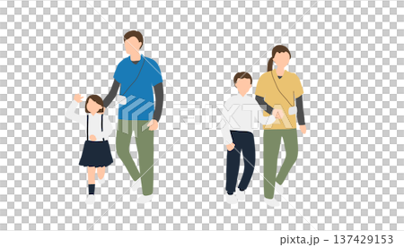 放課後等デイサービスの外出活動（支援員と歩く子ども） 137429153