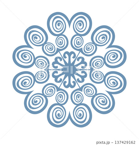 Blue template snowflake with shadow. Isolated snowflakes icon, round mandala. Winter Holiday cartoon flat illustration. Merry Christmas and New year Vector. Hand draw style Blue template snowflake with shadow. Isolated snowflakes icon, round mandala. Winter Holiday cartoon flat illustration. Merry Christmas and New year Vector. Hand draw style 137429162