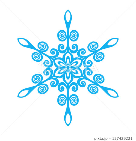 Blue template snowflake with shadow. Isolated snowflakes icon, round mandala. Winter Holiday cartoon flat illustration. Merry Christmas and New year Vector. Hand draw style Blue template snowflake with shadow. Isolated snowflakes icon, round mandala. Winter Holiday cartoon flat illustration. Merry Christmas and New year Vector. Hand draw style 137429221