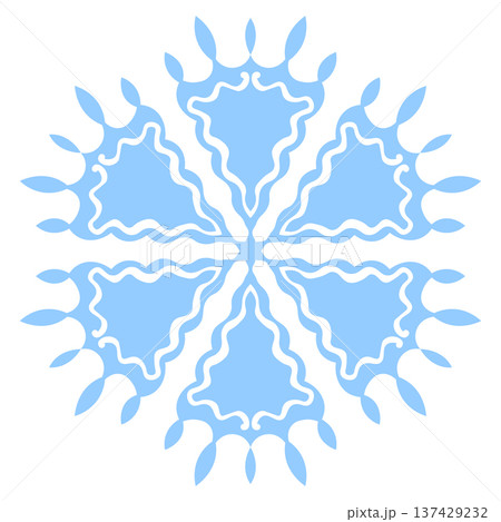 Blue template snowflake. Isolated snowflakes icon, round mandala. Winter Holiday cartoon flat illustration. Merry Christmas and New year Vector. Hand draw style Blue template snowflake. Isolated snowflakes icon, round mandala. Winter Holiday cartoon flat illustration. Merry Christmas and New year Vector. Hand draw style 137429232