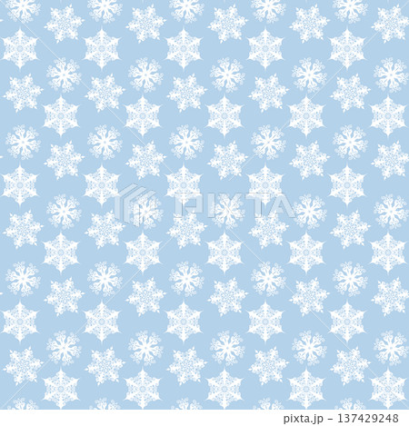 Winter seamless pattern with snowflakes, holiday background. Vector illustration for fabric, textile wallpaper, posters, gift wrapping paper. Christmas vector illustration. Falling snow Winter seamless pattern with snowflakes, holiday background. Vector illustration for fabric, textile wallpaper, posters, gift wrapping paper. Christmas vector illustration. Falling snow 137429248
