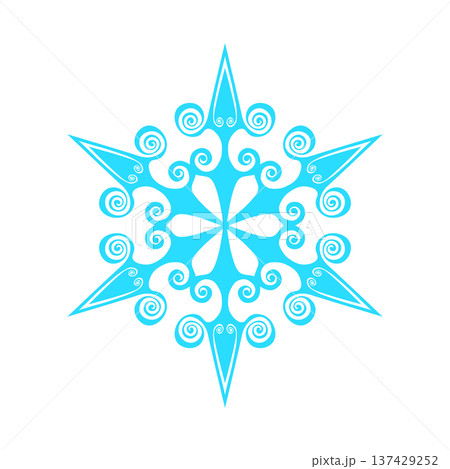 Blue template snowflake. Isolated snowflakes icon, round mandala. Winter Holiday cartoon flat illustration. Merry Christmas and New year Vector. Hand draw style Blue template snowflake. Isolated snowflakes icon, round mandala. Winter Holiday cartoon flat illustration. Merry Christmas and New year Vector. Hand draw style 137429252