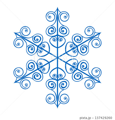 Blue template snowflake. Isolated snowflakes icon, round mandala. Winter Holiday cartoon flat illustration. Merry Christmas and New year Vector. Hand draw style Blue template snowflake. Isolated snowflakes icon, round mandala. Winter Holiday cartoon flat illustration. Merry Christmas and New year Vector. Hand draw style 137429260