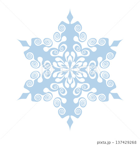 Blue template snowflake. Isolated snowflakes icon, round mandala. Winter Holiday cartoon flat illustration. Merry Christmas and New year Vector. Hand draw style Blue template snowflake. Isolated snowflakes icon, round mandala. Winter Holiday cartoon flat illustration. Merry Christmas and New year Vector. Hand draw style 137429268