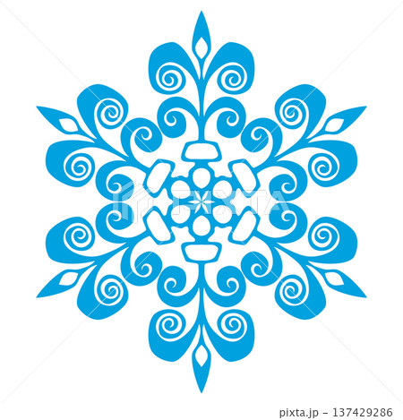 Blue template snowflake with shadow. Isolated snowflakes icon, round mandala. Winter Holiday cartoon flat illustration. Merry Christmas and New year Vector. Hand draw style Blue template snowflake with shadow. Isolated snowflakes icon, round mandala. Winter Holiday cartoon flat illustration. Merry Christmas and New year Vector. Hand draw style 137429286