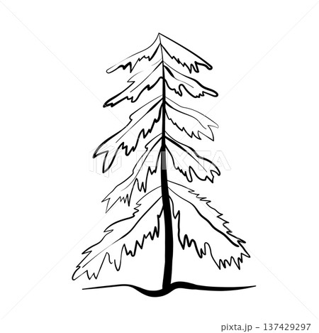 The Christmas tree with balls, garland, snowflakes. Winter illustration for fabric, textile wallpaper, posters, gift wrapping paper. Merry Christmas and New year Vector The Christmas tree with balls, garland, snowflakes. Winter illustration for fabric, textile wallpaper, posters, gift wrapping paper. Merry Christmas and New year Vector 137429297