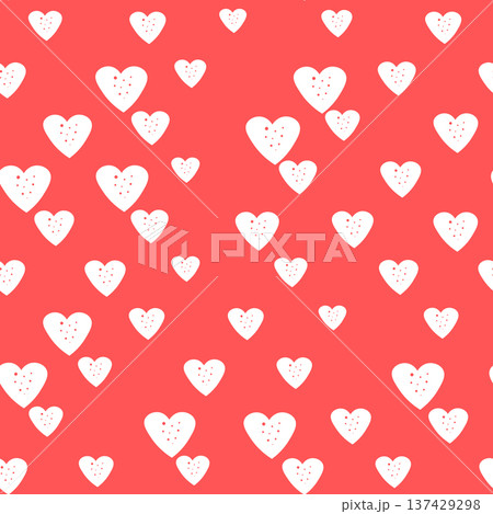 Seamless pattern with hearts. Template holiday vector illustration. Design for card, postcard, poster, print, banner. Cartoon colorful hearts on color background Seamless pattern with hearts. Template holiday vector illustration. Design for card, postcard, poster, print, banner. Cartoon colorful hearts on color background 137429298