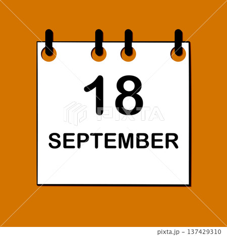 September 18. Daily Calendar icon for design. Simple design for business brochure, flyer, print media, advertisement. Easily editable 137429310