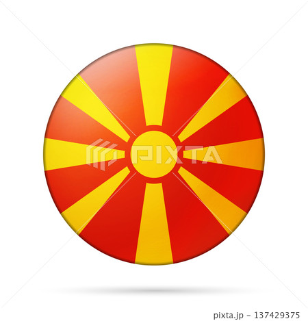 Glass light ball with flag of Macedonia. Round sphere, template icon. Macedonian national symbol. Glossy realistic ball, 3D abstract vector illustration. Big bubble 137429375