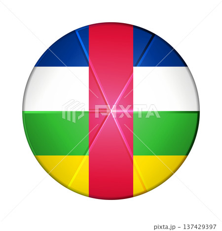 Glass light ball with flag of Central African Republic. Round sphere, template icon. CAR national symbol. Glossy ball, 3D abstract vector illustration highlighted on a white background. Big bubble 137429397