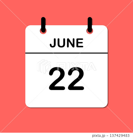 June 22. Daily Calendar icon for design. Simple design for business brochure, flyer, print media, advertisement. Easily editable 137429483