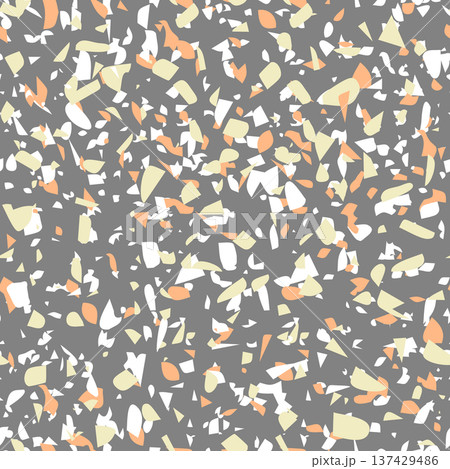 Geometric terrazzo seamless pattern. Abstract colourful modern background. Stone fashion design for web and print. Venetian tile, flooring home decor. Chaotic pastel texture. 137429486