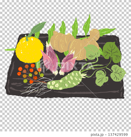 一套日式調味品和一個黑色方盤 一套日式調味品和一個黑色方盤 137429599