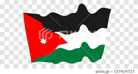 Waving Flag of Jordan. National symbol in official colors. Template icon. Abstract vector background. Fluttering effect 137429723