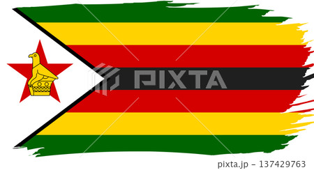 Flag of Zimbabwe. National symbol in official colors. Template icon. Abstract vector background 137429763
