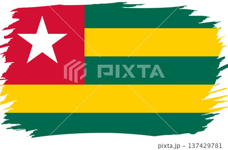 Flag of Togo. National symbol in official colors. Template icon. Abstract vector background Flag of Togo. National symbol in official colors. Template icon. Abstract vector background 137429781