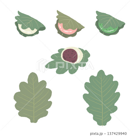 柏餅のセット（パーツ展開図） 137429940