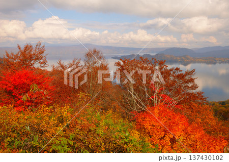 発荷峠展望台から見た晩秋の十和田湖(青森県十和田市) 発荷峠展望台から見た晩秋の十和田湖(青森県十和田市) 137430102