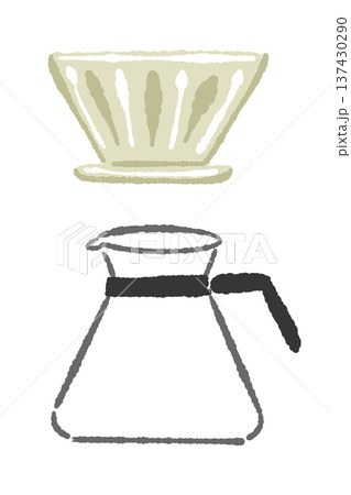 コーヒードリッパーとサーバーの縦型イラスト 137430290