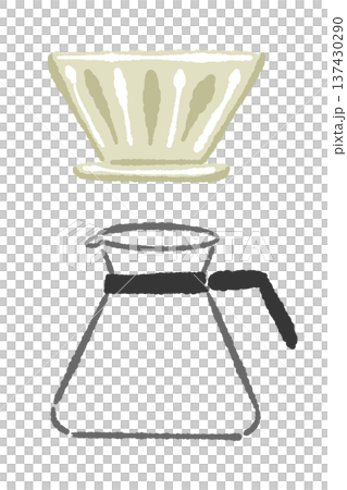 コーヒードリッパーとサーバーの縦型イラスト 137430290