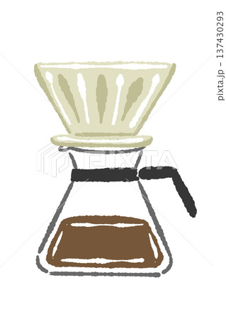 コーヒードリッパーとサーバー（コーヒー入り）の縦型イラスト 137430293