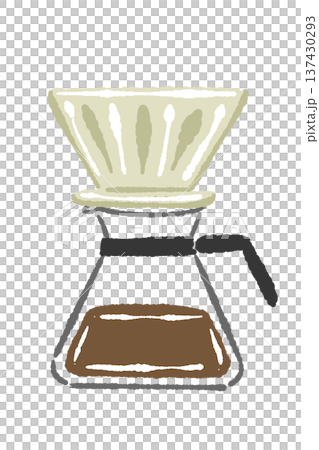 コーヒードリッパーとサーバー（コーヒー入り）の縦型イラスト 137430293