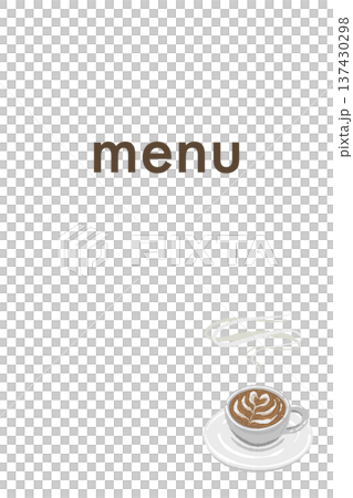 Vertical cafe menu template with latte art 137430298