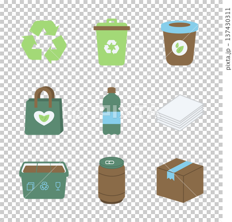 Recycling and Waste Sorting Icon Set 137430311