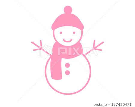 雪だるまアイコン　シンプル　ピンク 137430471